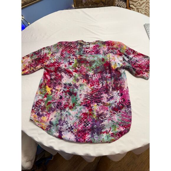 Cotton Express Vintage Tie Dye Hippie Boho Chic Button Up Shirt Size Medium - Picture 5 of 6